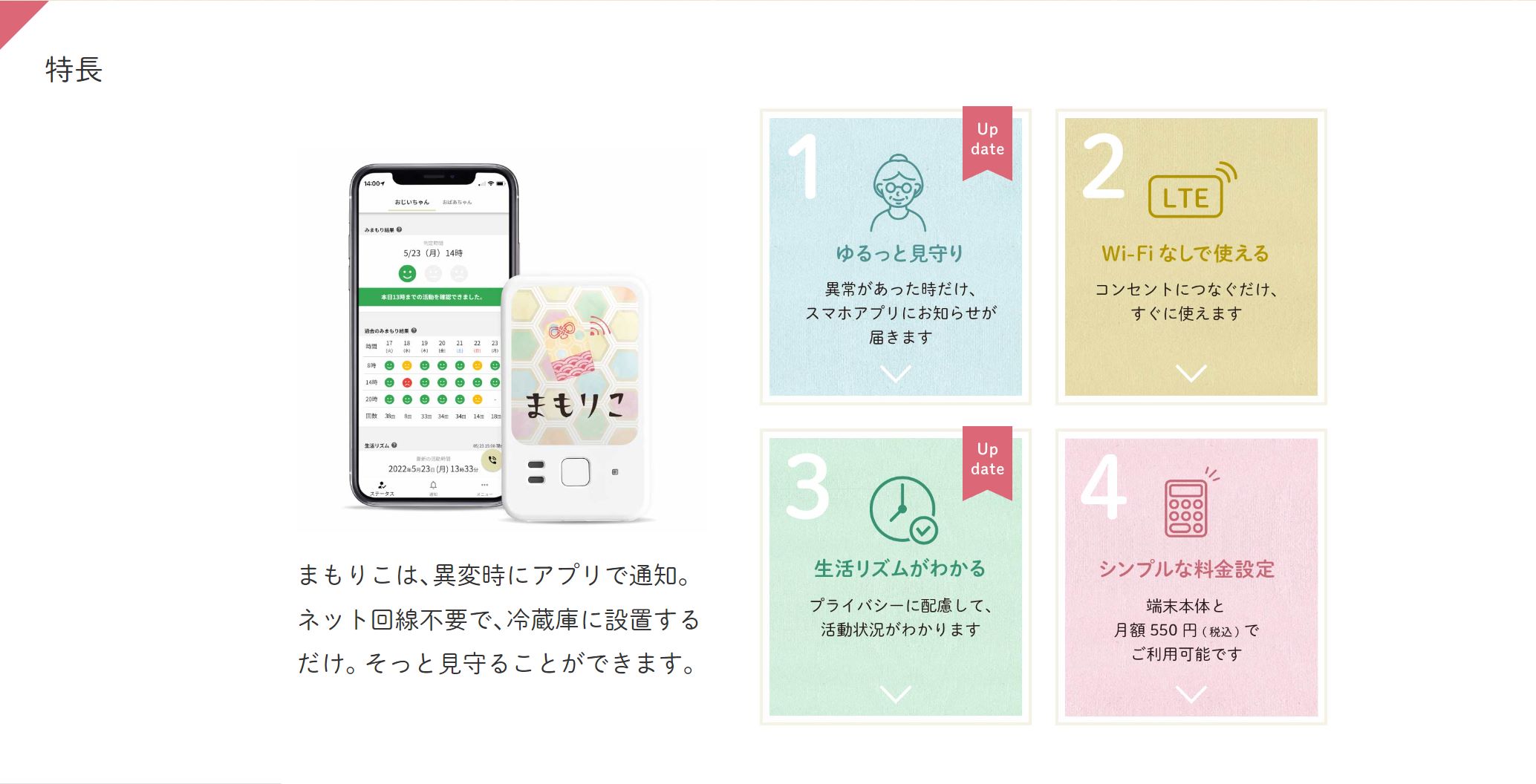 まもりこなら、毎日使う冷蔵庫の利用状況から見守りできる